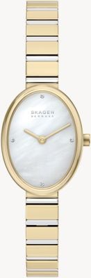 Skagen Anita Oval Quarz (20 mm) Perlmutterzifferblatt / vergoldetes Edelstahlarmband SKW3183