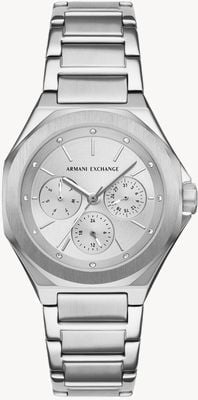 Armani Exchange Quartzo multifuncional (36 mm), mostrador prateado / pulseira de aço inoxidável AX4622