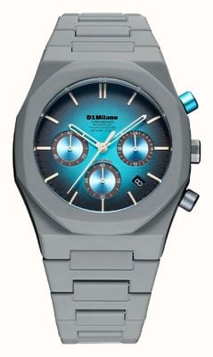 D1 Milano Polychrono ice phantom (40.5毫米) 浅蓝色渐变表盘 / 灰色聚碳酸酯表带 PHBJ21