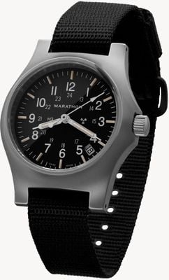 Marathon GPQ-D Officer's Date Quartz (36mm) Black Dial / Black Ballistic Nylon Strap WW194015SS-0101