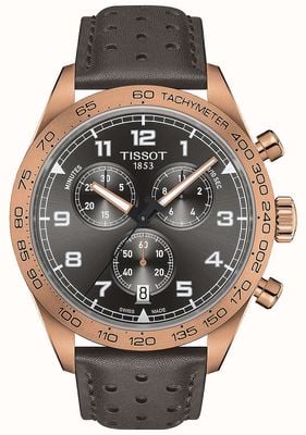 Tissot Prs 516 | chronographe | cadran gris | bracelet en cuir gris T1316173608200