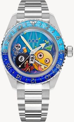 Out Of Order Happy hour Édition Limitée automatique GMT (40mm) cadran peint à la main / montre bracelet acier inoxydable OOO.001-25.HH.BAND.SS