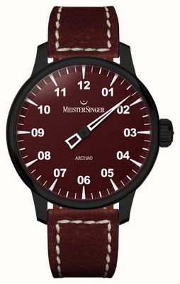MeisterSinger Archao automatic dlc (43 mm) ciemnoczerwona tarcza z ziarnistą fakturą / ciemnoczerwony pasek ze skóry AR911BL