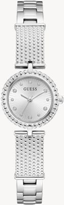 Guess Holly Quarzuhr mit drei Zeigern (24 mm), silbernes Zifferblatt / Edelstahlarmband GW1017L1