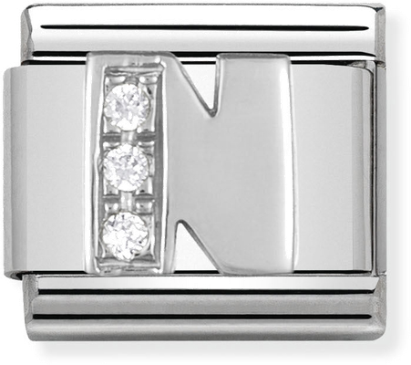 Nomination Classic Letter N Sterling Silver & Steel Cubic Zirconia Charm 330301/14