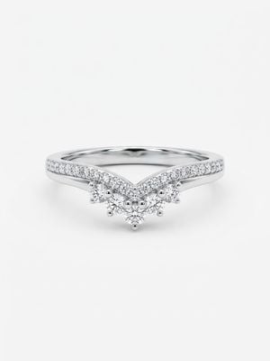 5 Stone Pavé Natural Diamond Platinum Chevron Half Eternity Band J8293