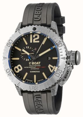 U-Boat SOMMERSO DAMASCO RIGHT (46mm) Black Dial / Black Vulcanised Rubber Strap 9988