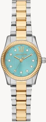Michael Kors Montre Lexington Petite Crystal (26 mm) cadran bleu soleillé / bracelet bicolore en acier inoxydable MK7579