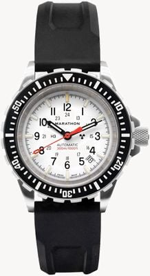 Marathon Arctic Edition GSAR groot automatisch duikerhorloge (41 mm) witte wijzerplaat / zwart siliconen bandje WW194006SS-0530
