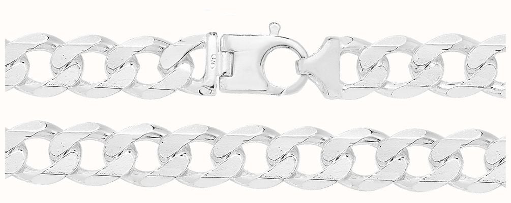 James Moore TH Sterling Silver Heavy Diamond Cut Curb Chain 8" G1210/08