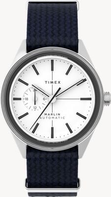 Timex Marlin Jet Automatic (38mm) White Dial / Blue Fabric Strap Watch TW2V72300