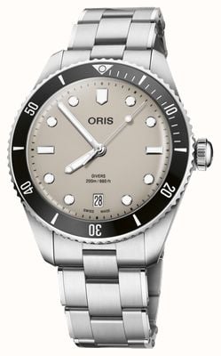 ORIS Duikersdatum automatisch (39mm) beige wijzerplaat / roestvrijstalen band + zwarte tropische band 01 733 7795 4051-SET