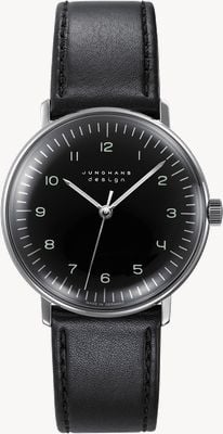 Junghans Max bill handaufzug schwarzes zifferblatt schwarzes armband saphirglas 27/3702.02