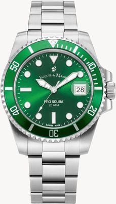 Jacques Du Manoir Pro Scuba (40.5mm) Green Dial / Stainless Steel Bracelet JWG02701