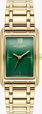 Olivia Burton Reloj clásico Grove (23 mm) con esfera verde bosque y brazalete de acero inoxidable con revestimiento PVD dorado; presenta arañazos propios de un artículo de exposición. 24000195- Ex-display scartches