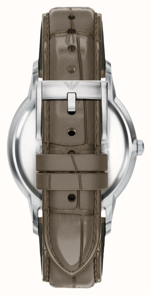Emporio Armani Three-Hand Quartz (39mm) Grey Sunray Dial / Grey Leather Strap AR11823 - альтернативный вид 2