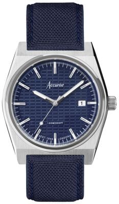 Accurist メンズ オリジン (41mm) ロイヤルブルー ダイヤル / ブルー キャンバス ストラップ 70007