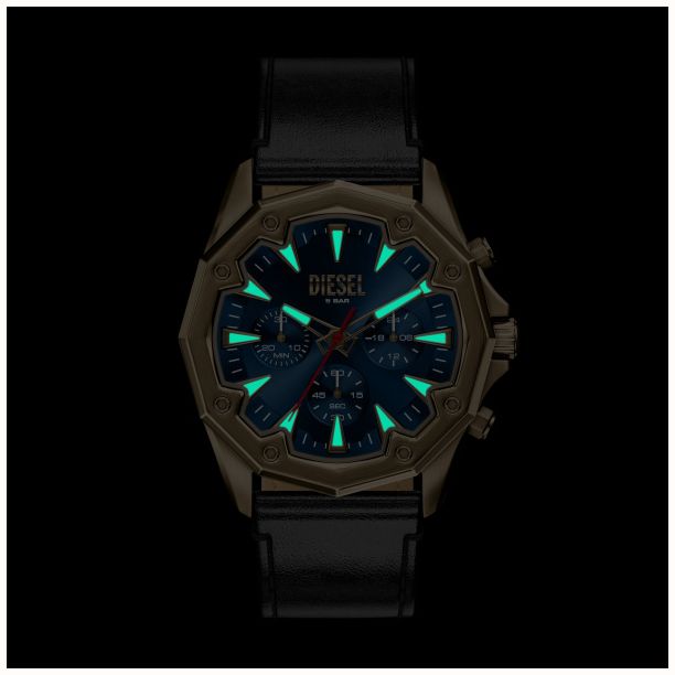 Diesel Stinger Black Leather Blue Dial Watch DZ4733 - альтернативный вид 2