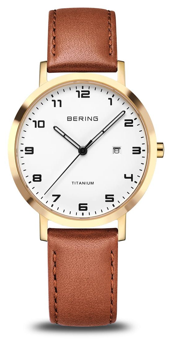 Bering Quartz en titane (34 mm) cadran blanc / bracelet en montre