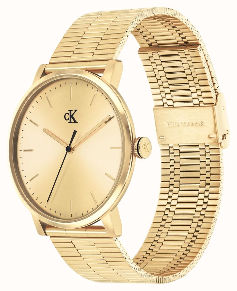 Calvin Klein CK Real Quartz (40mm) Gold Dial / Gold PVD Stainless Steel Bracelet 25200599 - vista alternativa 2