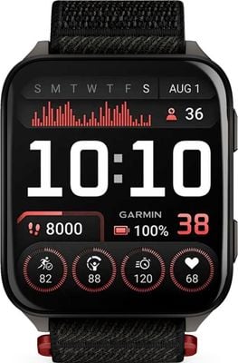 Garmin Venu x1 – Premium-GPS-Fitness-Smartwatch (41 mm), schwarz mit schwarzem Comfortfit-Nylonarmband 010-02980-02