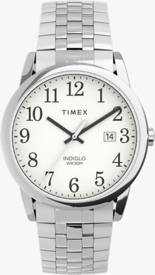 Timex Easy reader indiglo (38mm) 白色表盘/不锈钢可扩展表链 TW2V40000
