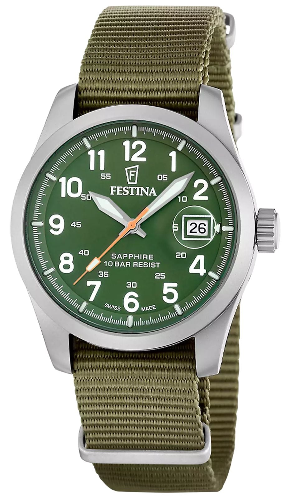 Festina Swiss Made Field Quartz 39mm Green Dial  Green Watch