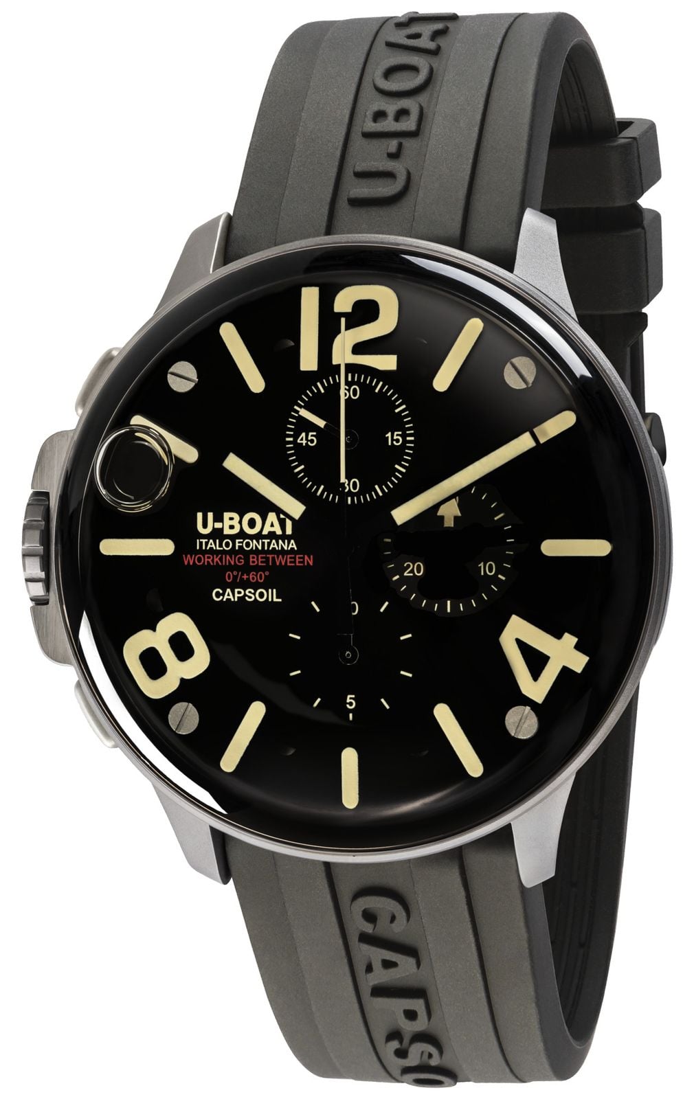 U-Boat Capsoil 45 ss chrono/c bracelet caoutchouc noir 8111/ montre