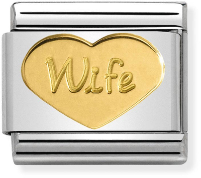Nomination Classic Wife Heart 18ct Gold & Steel Charm 030162/42