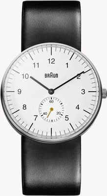 Braun Montre à quartz classique à petite seconde Bn0024 (40 mm), cadran blanc / bracelet en cuir noir BN0024WHBKG
