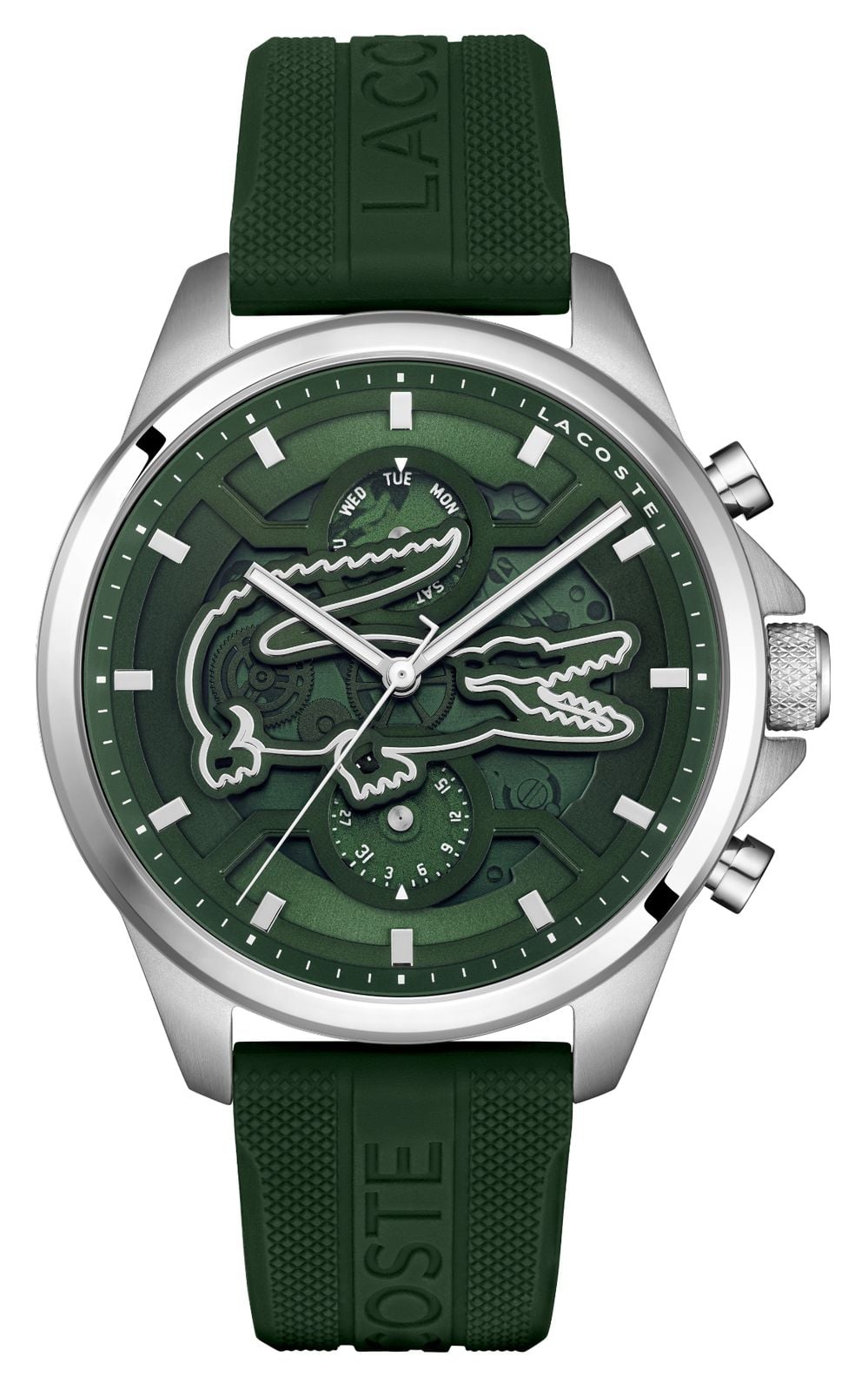 Lacoste Lacoste Men's Arthor Skeleton Dial And Green Silicone Strap Multifunction Watch