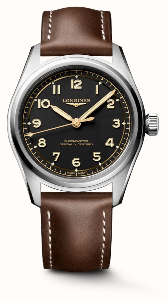 LONGINES Spirit Pilot (39 Mm) Schwarzes Zifferblatt Braunes