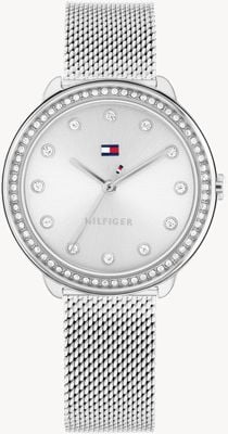 Tommy Hilfiger Esfera plateada demi (32 mm) para mujer/pulsera de malla de acero inoxidable 1782698