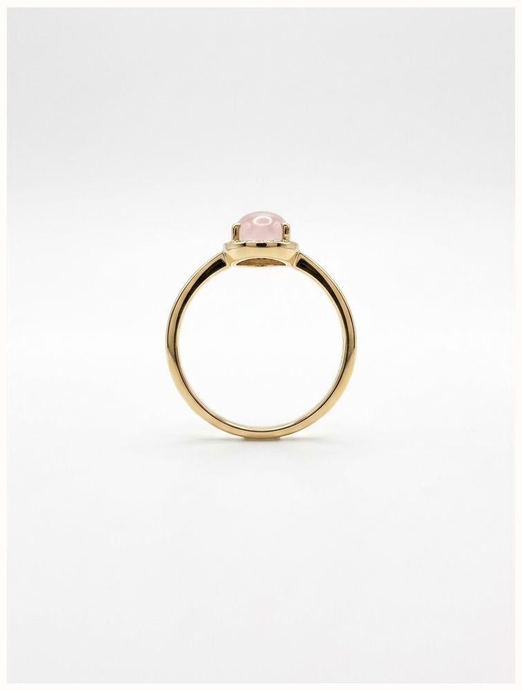James Moore & Co Natural Diamond & Rose Quartz Cabochon Pear Cut 9ct Yellow Gold Ring J83504 - alternate view 3