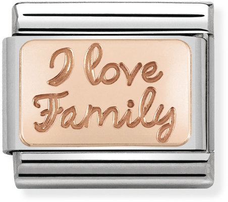 Nomination Classic I Love Family 9ct Rose Gold & Steel Charm 430101/41