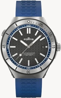 FORTIS Marinemaster M-44 Chronometer ozeanblaues (44 mm) horizontales, ultraflexibles Kautschukarmband F8120021