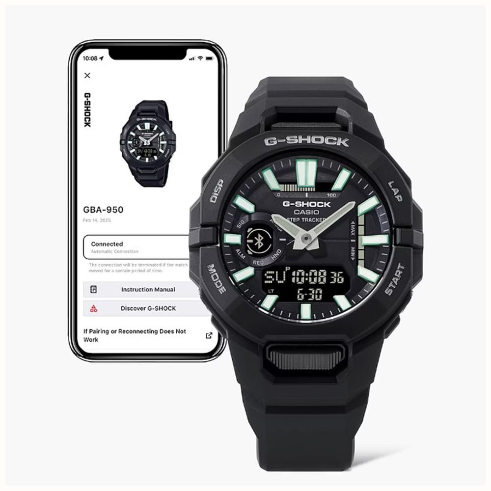 Casio G-SHOCK GBA-950 Series Step Tracker (43.9mm) Dark Blue Dial / Lime Green Resin Band GBA-950-9A3ER GBA-950-1AER - альтернативный вид 12