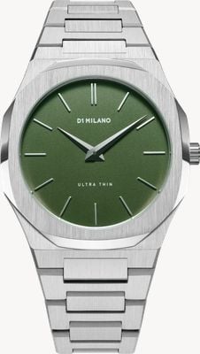 D1 Milano Quadrante spazzolato verde bottiglia muschio ultra sottile (40 mm) / bracciale in acciaio inossidabile UTBJ06