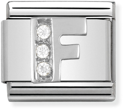 Nomination Classic Letter F Sterling Silver & Steel Cubic Zirconia Charm 330301/06