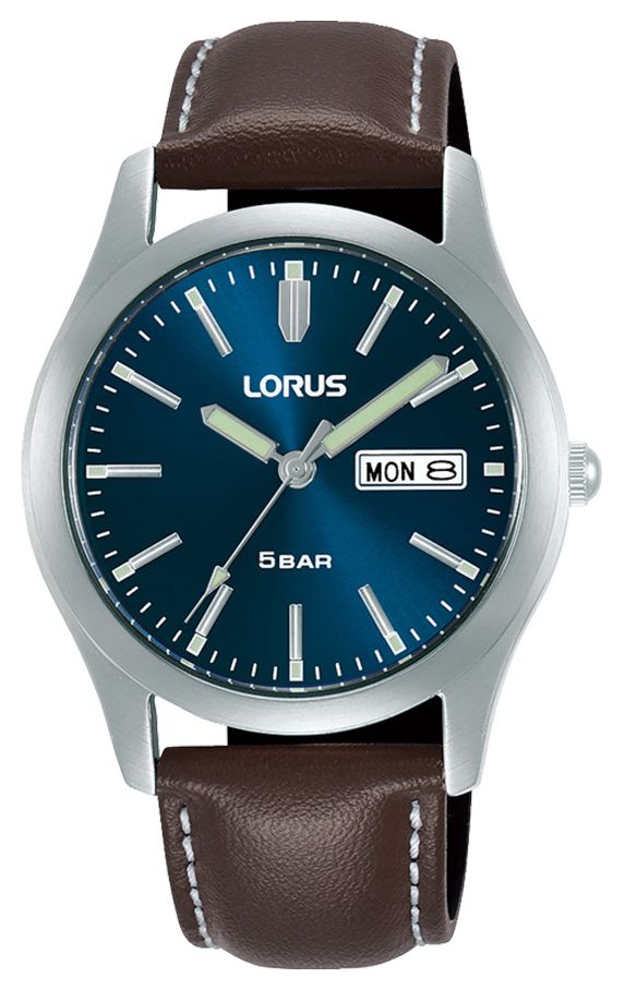 Lorus Classique jour/date (38 mm) cadran soleillÃ© bleu fonc montre