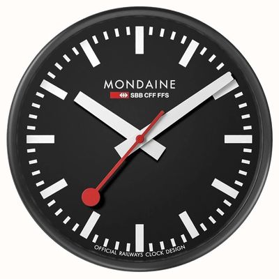 Mondaine Horloge murale à quartz 25 cm « Horloge officielle des chemins de fer suisses » - cadre noir / cadran noir A990.CLOCK.64SBB