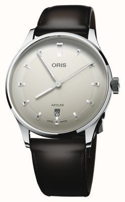 ORIS Artelier 日期自动腕表（38毫米）白色表盘/深棕色皮表带 01 733 7810 4051-07 6 20 17FC