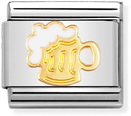 Nomination Classic Beer Tankard 18ct Gold & Steel Enamel Charm 030218/06