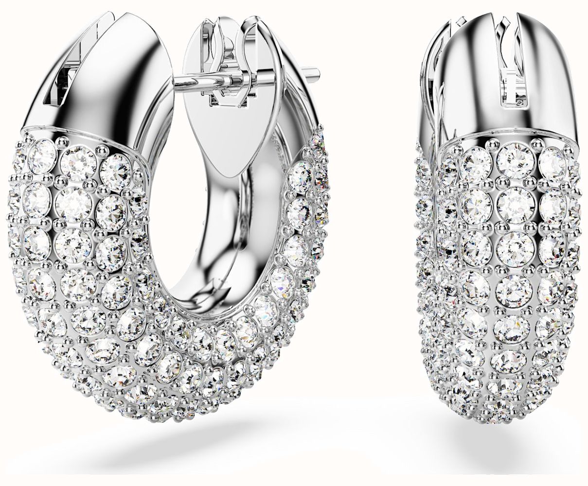 Swarovski DEXTERA:PE Ladies Crystal Rhodium Plated Hoops 5689680