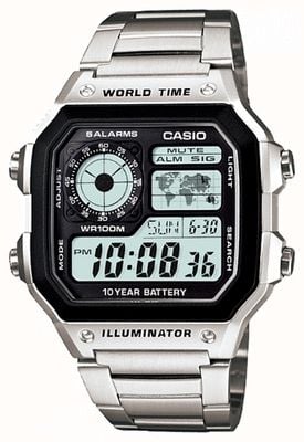Casio Цифровой многофункциональный кварцевый таймер мирового времени AE-1200WHD-1AVEF