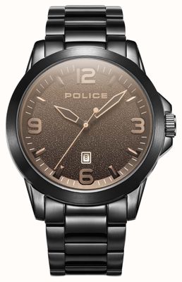Police Klifkwarts datum (47 mm) zwarte wijzerplaat / zwarte roestvrijstalen armband PEWJH2194504