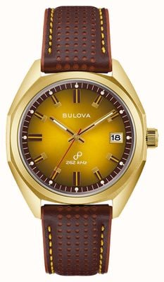 Bulova Jet Star (40mm) Gold Dial / Brown Leather Strap 97B214