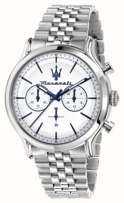 Maserati Heren epoca (42 mm) witte chronograaf wijzerplaat / roestvrijstalen armband R8873618034