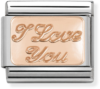 Nomination Classic I Love You 9ct Rose Gold & Steel Charm 430101/30
