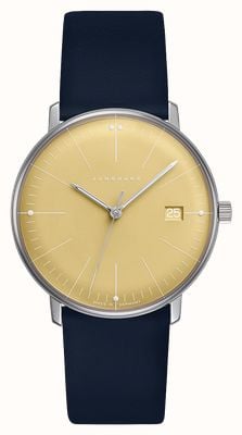 Junghans max bill Damen Quartz (32.7mm) Yellow Dial / Black Leather Strap 47/4553.02